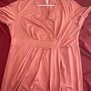 Elegant Pink Wrap Dress